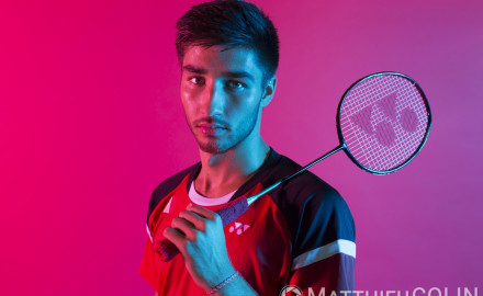 France, Bouches-du-Rhône (13), Fos-sur-Mer,   portrait de Toma Junior Popov,  joueur de Badminton, Yonex