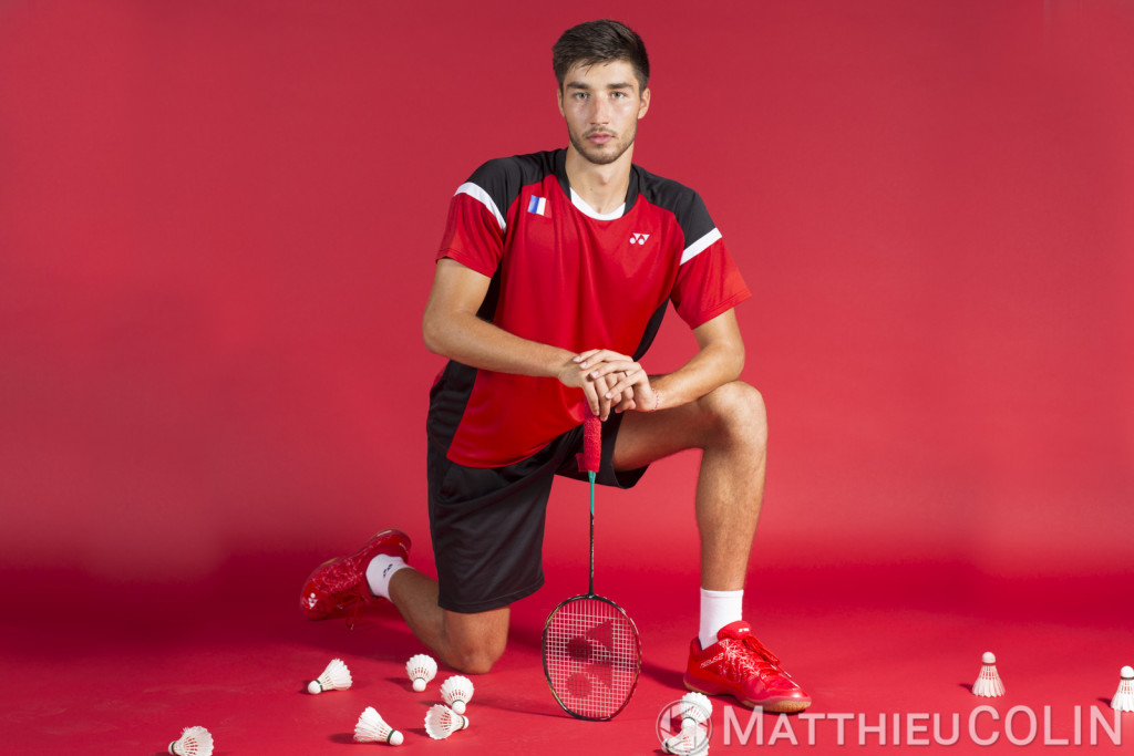 France, Bouches-du-Rhône (13), Fos-sur-Mer, portrait de Toma Junior Popov, joueur de Badminton, Yonex