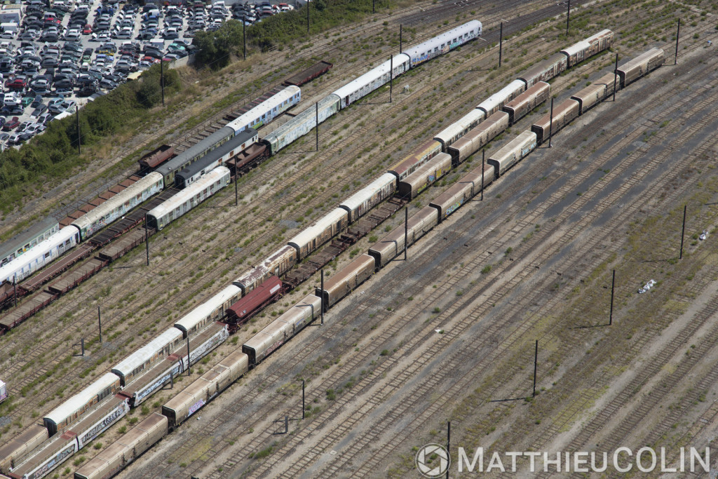France, Gard (30), Nîmes,gare de fret Nîimes Est (vue aérienne)