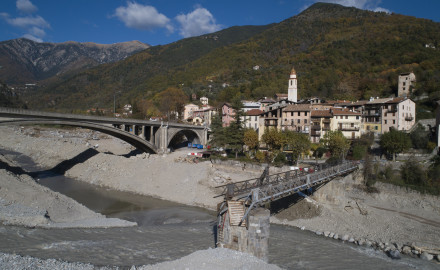 France, Alpes-Maritimes (06), vallée de la Vésubie, Roquebillière, dégâts des inondations de la tempête
Alex début octobre 2020 (vue aérienne)