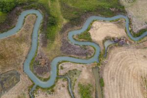 France, Vendee (85), Ile de Noirmoutier, meandre d'une riviere (vue aerienne)