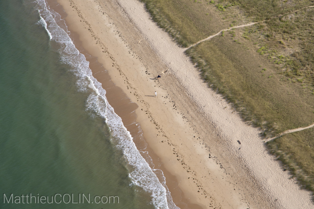 France, Vendée (85), Ile de Noirmoutier, plage de la Gueriniere (vue aérienne)