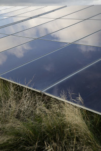 France, Aude (11) Ferrals-les-Corbières, centrale solaire photovoltaïque Urbasolar (vue aérienne)